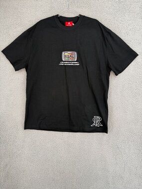 Double R Men’s XL short sleeve t-shirt Black Graphic Timer Patch and Monogram